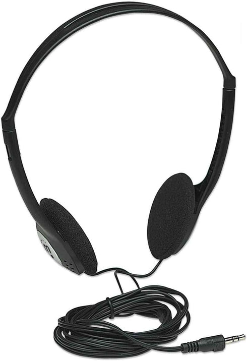 Manhattan On-Ear Wired Stereo Headphone - Long 6ft Cable, Single 3.5mm Plug, Lightweight, Adjustable Headband–for Walkman, CD Player, Computer -17...