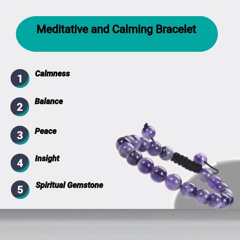 Certified Natural Amethyst Bracelet 8mm Beads - Spiritual Healing, Peace, Love...