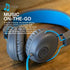 JLab Studio On-Ear Headphones, Wired Headphones, Gray/Blue, Tangle Free Cord, Ultra-Plush Faux Leather with Cloud Foam Cushions, 40mm Neodymium Dr...