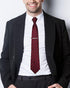 Burgandy Striped Ties For Men – Tie Set With Pocket Square Cufflinks Tie Clip Bar & Flower Brooch Pin For Mens (Pack of 5) (AXTS57)...