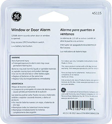 GE Personal Security Window and Door Alarm, 2 Pack, DIY Protection, Burglar Alert, Wireless Chime/Alarm, Easy Installation, Home Security, Ideal f...