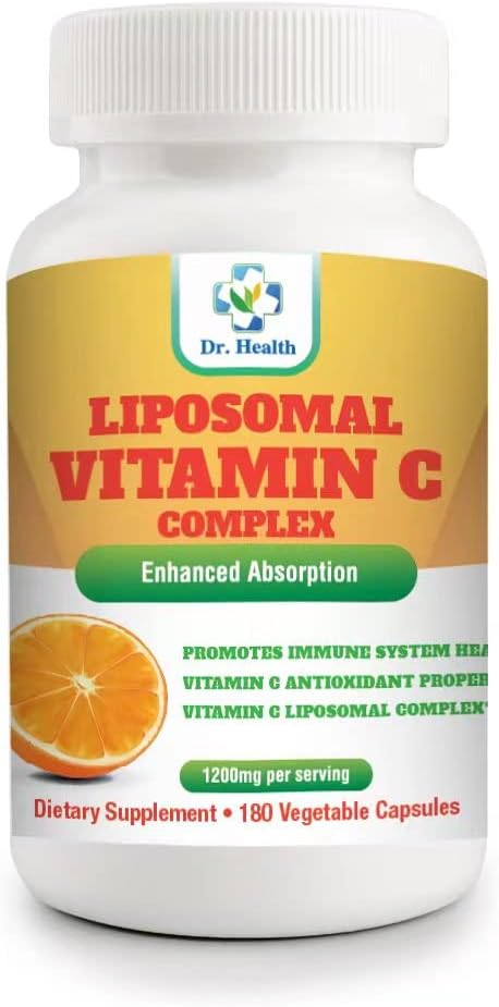 Liposomal Vitamin C 1200mg per serving 180 Veggie Capsules per bottle High Absorption Vitamin C Pill Supplements Fat Soluble Vit C Powerful Antiox...