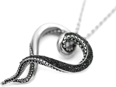 Controse Women's Silver-Toned Heart Shaped Stainless Steel Dark and Bright Tentacle Octopus Necklace 31"...