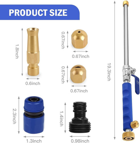 2-in-1 High Pressure Power Washer Wand and Watering Sprayer Tool with 3 Hose Nozzles - Hydro Jet Nozzle for Garden Hose, Car Washing, and Versatil...