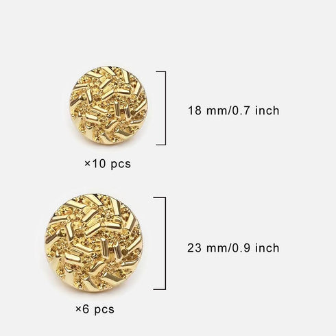 16 Pcs Golden Metal Buttons Sweater Coat Suit Socialite Retro Style Buttons 18mm/0.7inch?23mm/0.9inch...