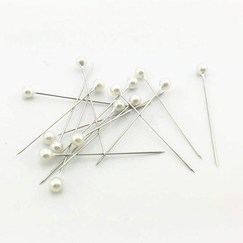 Quilting Supplies Boutonniere Pin 100pcs Pearl Head Metal White Round Bead Head Stick DIY Handmade Craft Supplies for Women Ladies Pin Wedding Dec...