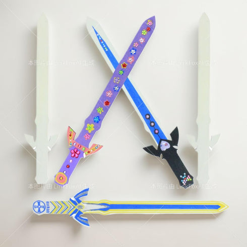 Wooden sword Ninja Pirate Style Toy Sword, Unfinished Wooden Crafts, DIY Crafts Painting Set, kids Ninja, Warrior, Viking kids Role Playing, Games...
