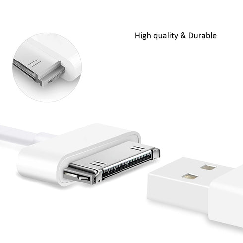 1-Pack 30-Pin Charger Cable Compatible for Old iPhone 4 4S 3GS, iPad & iPod Classic 1st 2nd 3rd Generation, iPod Touch 4th, iPod Nano 5th 6th Gen,...