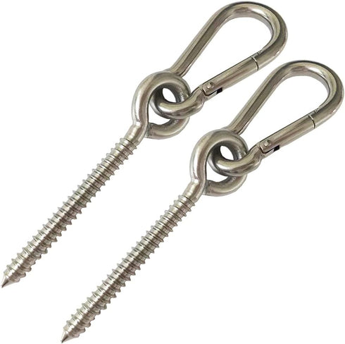 Hammock Hanging Kit, stainless steel hammock hardware by Load Capacity 1300lbs Hammock Eye Hook screws & Carabiners for Hanging Swing, Hammock, Tr...