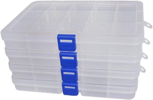 Qualsen Plastic Organizer Storage Box with Adjustable Dividers, Fishing Tackle Box and Bead Organizer Box for Jewelry, Beads, Earrings, Tools, Fis...
