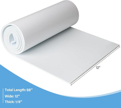 Foam Insulation Neoprene Sheets with Adhesive,Multi-Function Soundproof Large Marine Closed Cell Neoprene Rubber Roll (W?12 Inch T:1/8 Inch L:98 I...