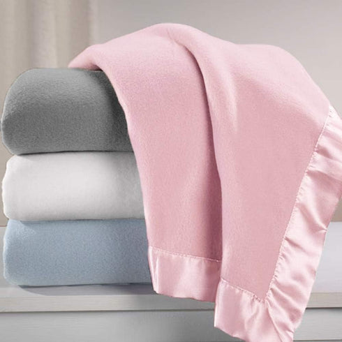 American Baby Company Fleece Blanket with Silk-Like Satin Trim, Soft, Warm & Cozy, Pink, 30" x 40" for Boys and Girls, Perfect for Baby Carrier, S...