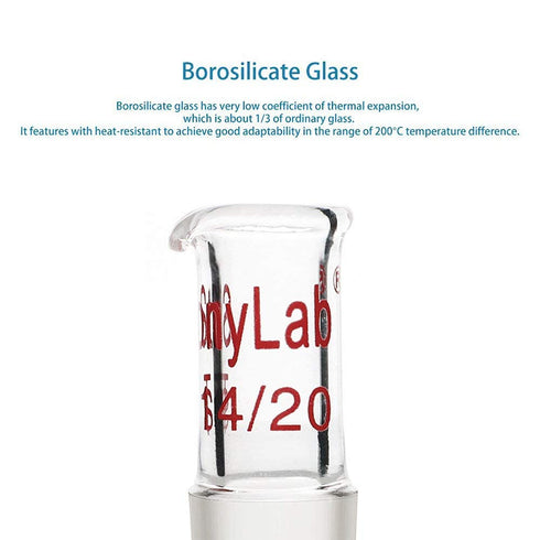 stonylab Glass Pour Out Adapter, Borosilicate Glass Liquid Pouring Adapter with 14/20 Ground Inner Joint for Laboratory Lab Supply...
