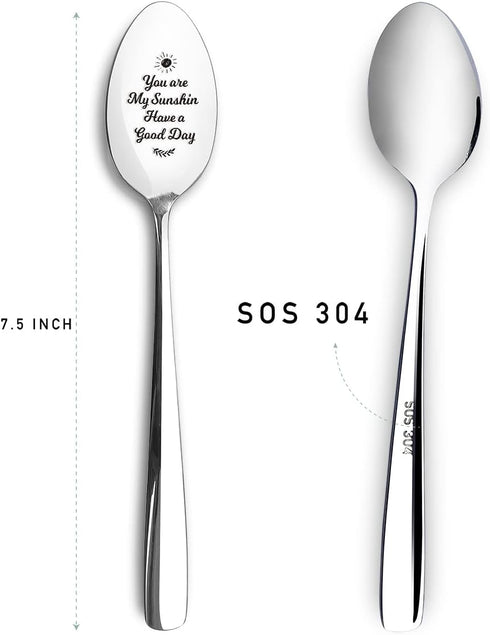You are My Sunshine Spoon Engraved Inspirational Gift, Ice Cream Tea Coffee Cereal Lover Spoon Best Thanksgiving Christmas Birthday Friendship Gif...