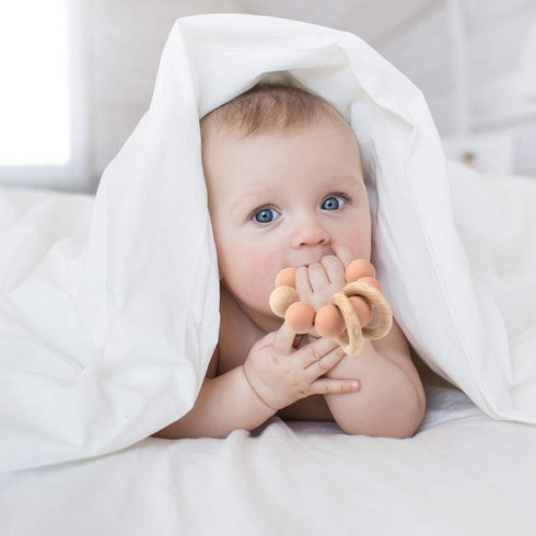 Silicone Baby Teether, Food Grade Silicone & Beech Baby Teething Toy, BPA Free (Sage)...