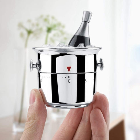 Wine Cooler Bucket Shaped Kitchen Timer, Bucket Shaped 60 Minutes Kitchen Timer Stainless Steel Mechanical Wind-Up Timer, Kitchen Gadgets, Cute Ti...