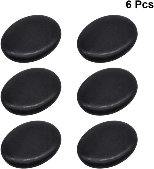 HEALLILY 6pcs Hot Massage Stones Heated Warmer Stone Black Natural Lava Rocks for Spas Massage Relaxation and More (4x3cm)...