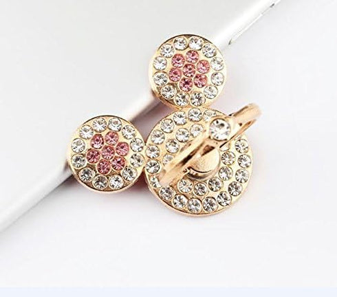 Universal 360 Degree Rotating Finger Ring Stand Holder for Cell Phone or Tablet - Crystal Rhinestone Pink Mouse......