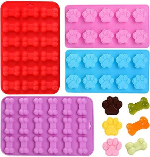 Silicone Molds Puppy Dog Paw and Bone Mold for Dog Treats, Homemade Non-Stick Food Grade, Chocolate, Candy, Jelly, Ice Cube Mold, Cupcake Baking M...