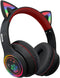 Headphones Cat Ear Wireless Bluetooth 5.3 60H Over Ear, 8H with Led Light Foldable Music Gaming Headset with Aux 3.5mm Mic for Game Pad Tablet Lap...