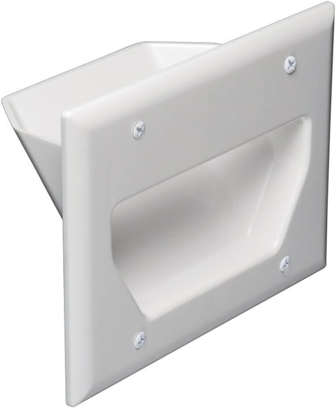 DATA COMM Electronics 45-0003-WH 3-Gang Recessed Low Voltage Cable Pass Through Wall Plate – Flush-Mount Design for Clean Wire Management Behind T...
