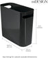 mDesign Plastic Small Trash Can, 1.5 Gallon/5.7-Liter Wastebasket, Narrow Garbage Bin with Handles for Bathroom, Laundry, Home Office - Holds Wast...