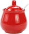 FUYU Ceramic Sugar Bowl Spice Jar with Lid and Spoon Seasoning Box Condiment Pot...