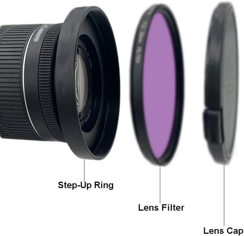 Front Step Up Ring 52mm to 80mm Lens Matte Box Adapter O.D, 52mm Lens Adapter Ring to 77mm Lens Filters/Lens Cap LingoFoto (52mm)...