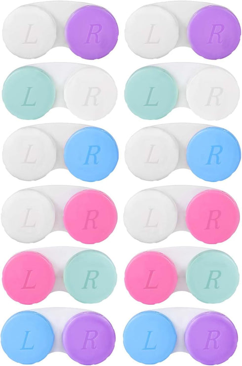 12 Pack Colorful Cute Contact Lens Case Bulk Box Holder Container Soak Storage Kit (6 Color)...