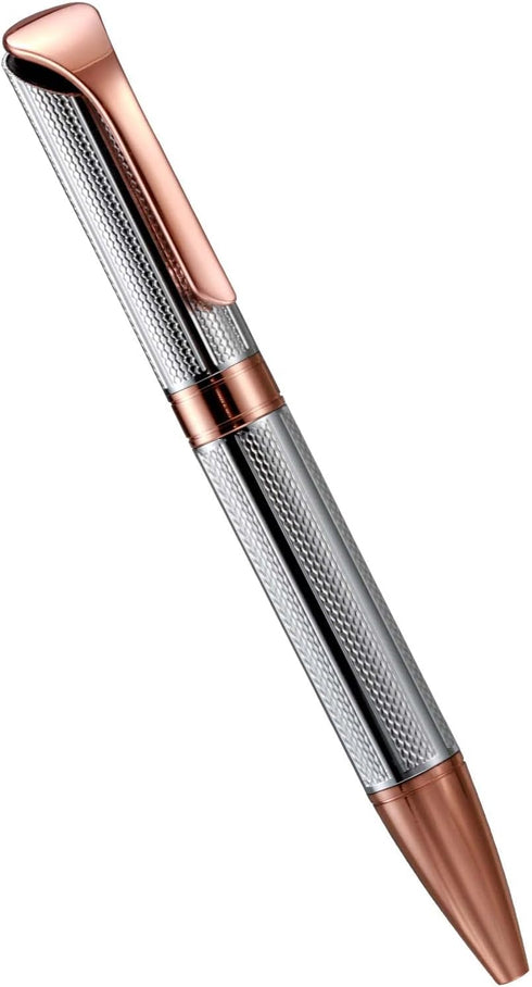 Ballpoint Pen with Gift Box, Retractable Pen for Men Women Executive Business Office School Supplies, Refillable 1.0mm Black Ink B5 (Rose Gold+Sil...