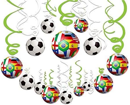 30CT Soccer Hanging Swirl for Soccer Party Supplies Theme Birthday Party Decorations...