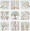 FINGERINSPIRE 9pcs Life of Tree Stencils 7.9x7.9 inch Aspen Trees/Life Tree Stencils Painting Stencil Reusable Tree and Flying Birds Stencils for ...