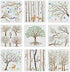 FINGERINSPIRE 9pcs Life of Tree Stencils 7.9x7.9 inch Aspen Trees/Life Tree Stencils Painting Stencil Reusable Tree and Flying Birds Stencils for ...