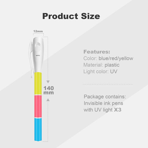 Invisible Ink Pen with UV Flashlight, Spy Pen Black Light Markers for Kids and Adults, Disappearing Ink for Secret Notes, Magic Pens Fit for Chris...
