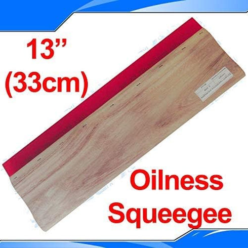 INTBUYING Screen Printing Squeegee Ink Squeegee Wooden Oiliness Scraper 75 Durometer 13inches Long 4 inches Wide with Rubber Blade and Wooden Hand...