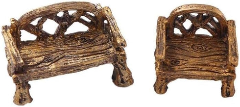 Brown Fairy Garden Furniture Ornaments Miniature Resin Chair Bench Fairy Village Micro Resin Dollhouse Accessories Home Micro Landscape Decoration...