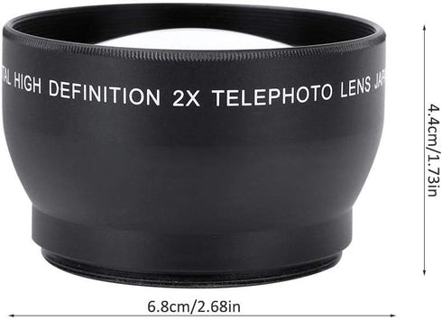52mm 2X Magnification HD Teleconverter,Telephoto Lens,Waterproof,for 52mm Mount Camera...