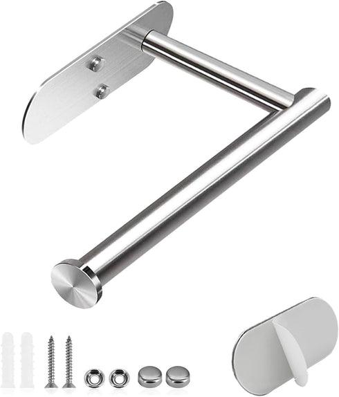 2 in 1 Toilet-Paper-Holder, Self-Adhesive, Toilet-Roll-Holder, Screws-in, Stainless-Steel,for Bathroom, Kitchen, Washroom (1, Silver)...