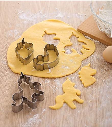 3-Piece Unicorn Cookie Cutter Set, Stainless Steel Unicorn, Rainbow & Head Shapes, Dishwasher Safe...