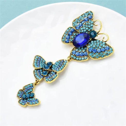 Crystal Rhinestone Butterfly Brooches For Women Pretty 3 Butterfly Insects Party Casual Brooch Lapel Pins Elegant Dress Accessories Wedding Christ...
