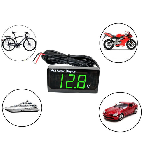 57.2x29.3x11.8mm Digital Voltmeter Tester Waterproof Monitor Meter Battery Capacity Indicator Green LED Digital Voltmeter for Automotive and Subst...
