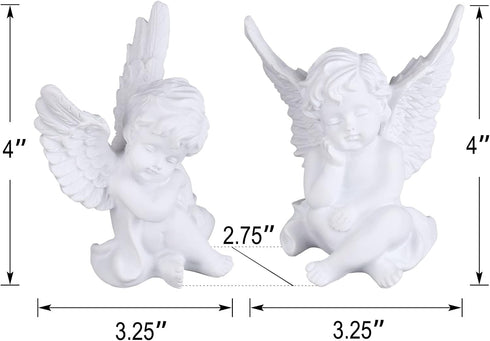 2 Pack Resin Cherubs White Angel Statue Figurine, Garden Sleeping Cherub Statue Sculpture Indoor Outdoor Home Decoration, Cute Adorable Angle Scul...
