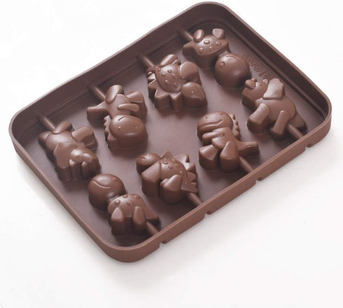 Newk Lollipop Silicone Mold, 4 Packs 8- Cavity Non-Stick Dinosaur Silicone Molds for Lollipop Chocolate Candy...