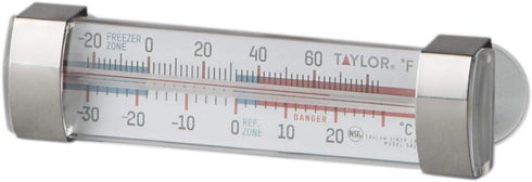 Taylor Large Tube Analog Refrigerator and Freezer Kitchen Thermometer with Suction Cups, Temperature Monitor for Fridge or Freezer, Easy to Read...