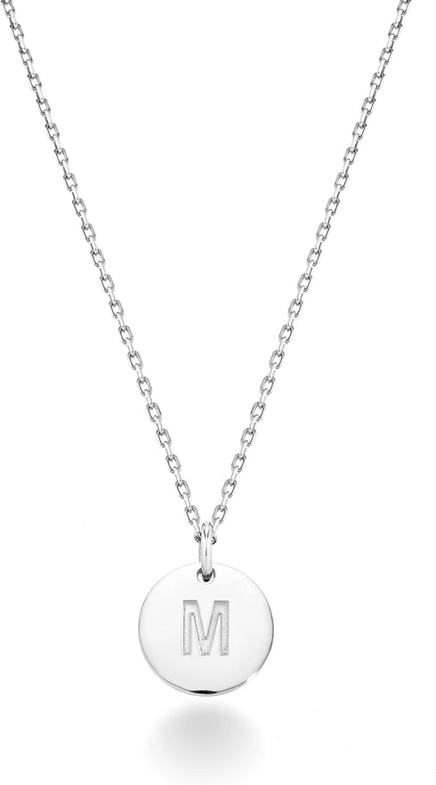Miabella 925 Sterling Silver or 18K Yellow Gold Over Silver Round Initial Pendant Necklace for Women 18 to 20 Inch Chain, Dainty Letter Necklace M...