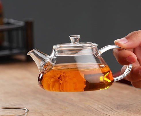123Arts Mini Tea Pot, Glass Teapot, Clear Teapot, Small Teapot for One Person Use,7oz...