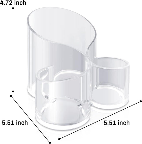 Desk Organizer Makeup Brush Holder Cosmetics Clear Acrylic Brushes Pen Storage,3 Slot Countertop for Vanity,Bathroom,Dresser...