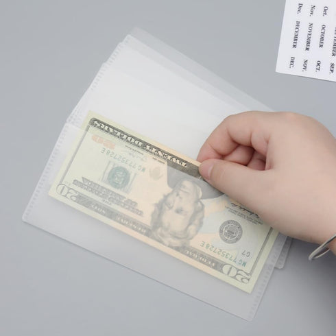 2 Set A6 Cash Envelopes No Tabs Zipperless Frosted PP No Holes Pockets 12 Sheets Budget Envelopes for Budgeting Wallet System Bill Folder Money Or...