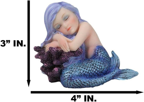 Ebros Under The Sea Blue Child Mermaid Sleeping On Coral Statue Enchansia Mergirl Decorative Figurine...