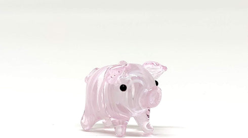 Tiny Pig Miniature Glass Figurine – Handmade Blown Glass Animal – Cute Collectible Pig Sculpture – Fairy Garden Pet Décor Gift (Pink)...